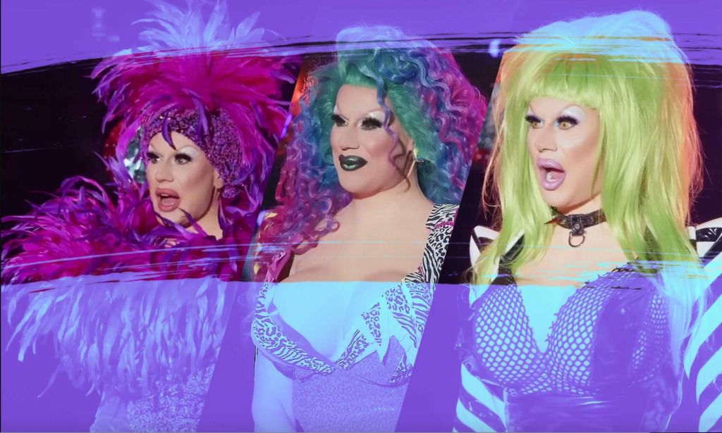 An image featuring All Stars 8 queen Jimbo in all of her All Stars 8 lip sync outfits.