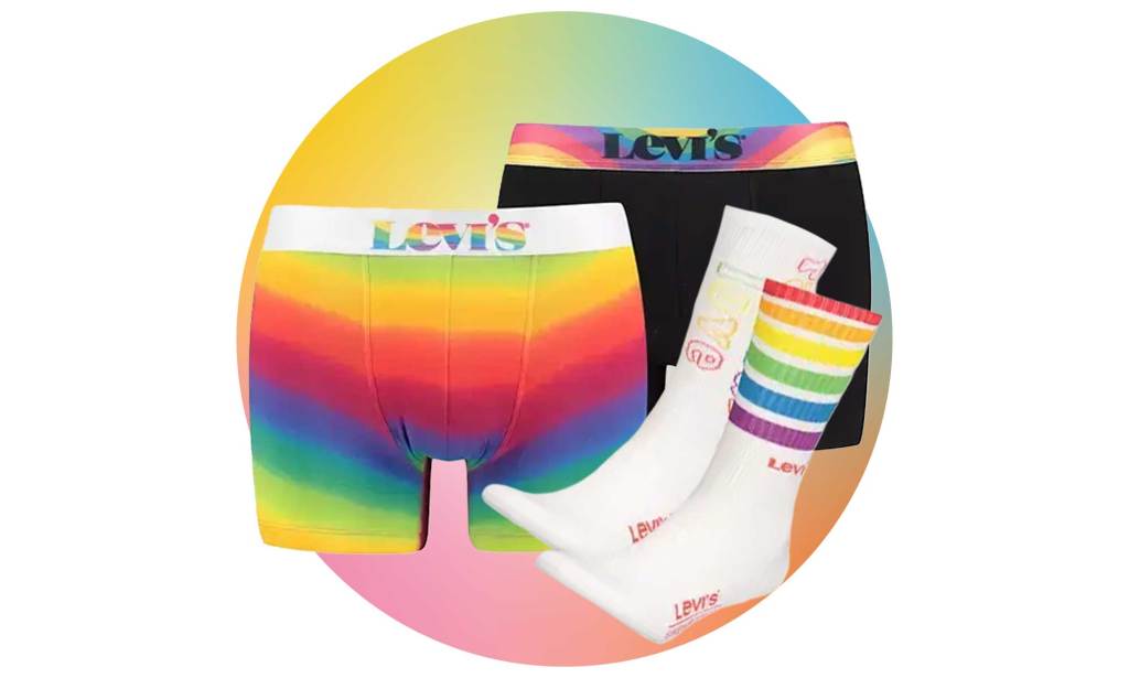 Levi's Pride range featuring socks and underwear.