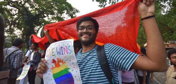 A man with a love wins poster