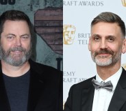 Nick Offerman (L) and The Last of Us director Peter Hoar (R). (Getty)