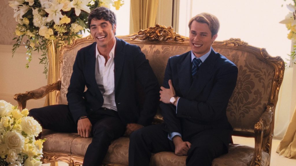 Our first look at Taylor Zakhar Perez Alex (L) and Nicholas Galitzine as Henry (R) in Red, White & Royal Blue.