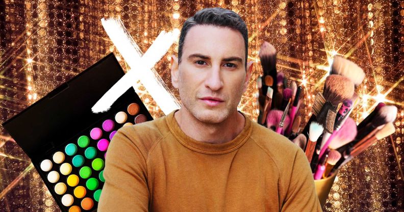 Dr Scott Lyons pictured against a make-up palette and other edited background details.