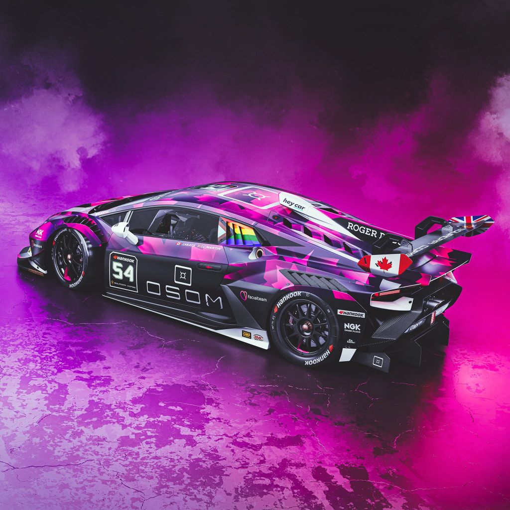 Race car with progress Pride flag on 