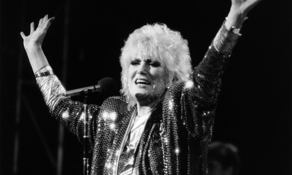 Queer singer Dusty Springfield performing at the Royal Albert Hall. 