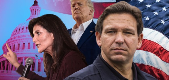 Nikki Haley, Donald Trump and Ron DeSantis