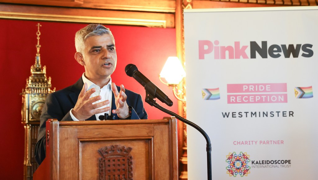 Mayor or London Sadiq Khan speaks at the PinkNews Westminster Pride Reception on 7 June 2023