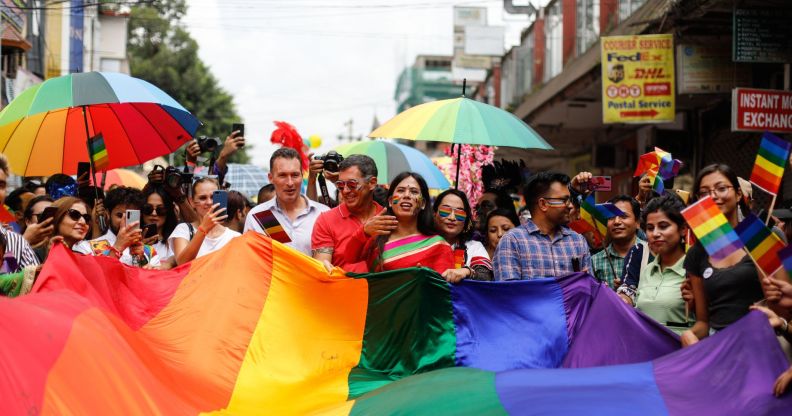 Revellers take part in Kathmandu Pride in Nepal in 2019