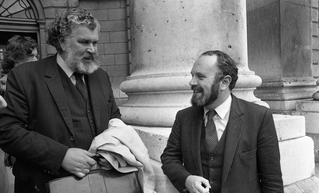 David Norris and his solicitor outside the Four Courts after his case, 22/04/1983.