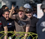 Anti-LGBTQ+ protesters outside Glendale school in California