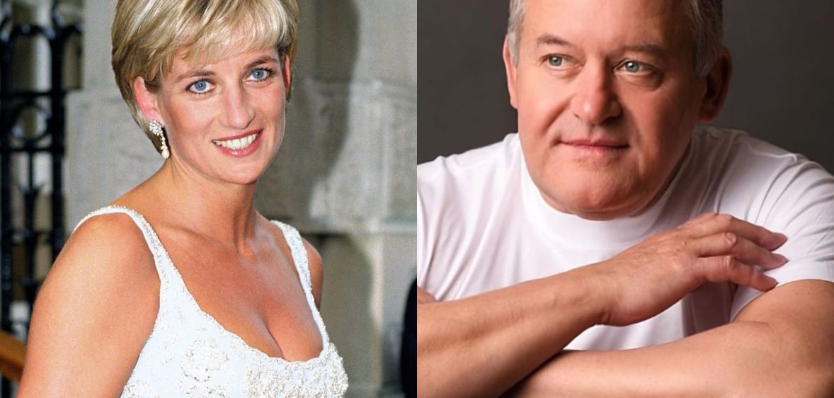 Collage of Princess Diana, a white woman with cropped blond hair, smiling, and Paul Burrell, a white man with greying hair wearing a white t-shirt, his arms crossed