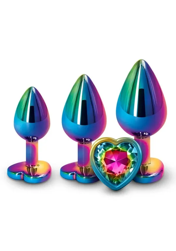 This butt plug set comes in an iridescent design.