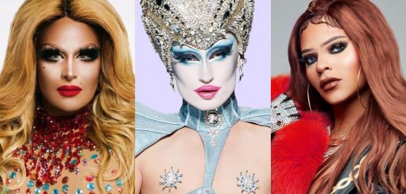 A composite image of Roxxxy Andrews (left), Gottmik (centre) and Vanessa Vanjie Matteo (right), who are all rumoured to have been cast in RuPaul's Drag Race All Stars 9