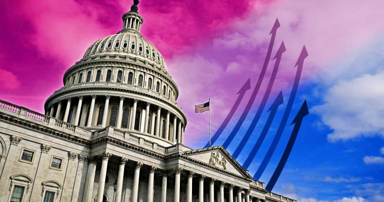 Bisexual flag colours over Washington