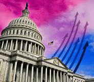 Bisexual flag colours over Washington