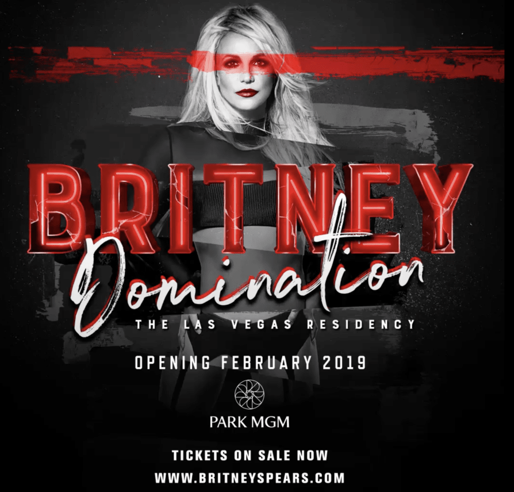 A promotional poster for Britney Spears' cancelled vegas residency Domination.
