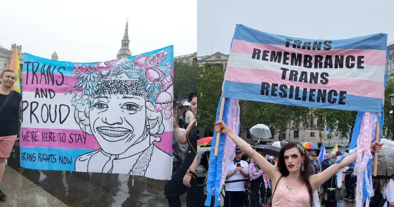 Trans+ Pride in London placards