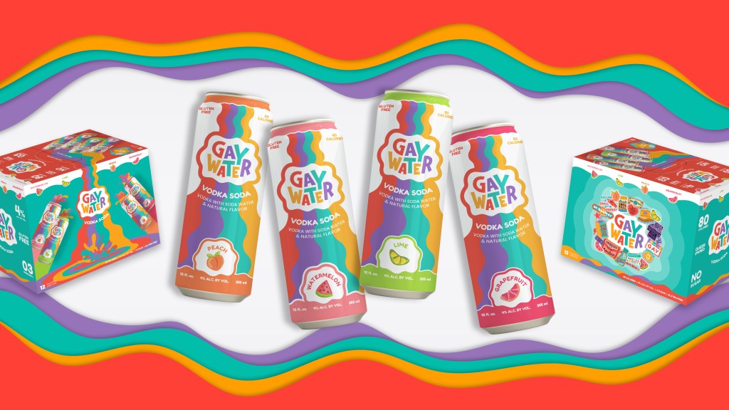 This is a creative image of the new canned vodka soda Gay Water