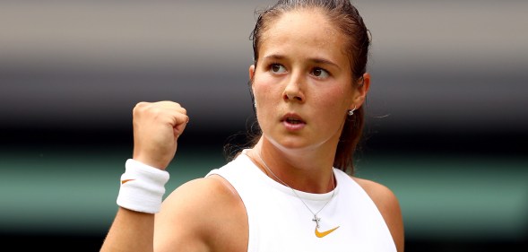 Russian tennis player Daria Kasatkina on day eight of the Wimbledon Lawn Tennis Championships at All England Lawn Tennis and Croquet Club on July 10, 2018 in London, England.