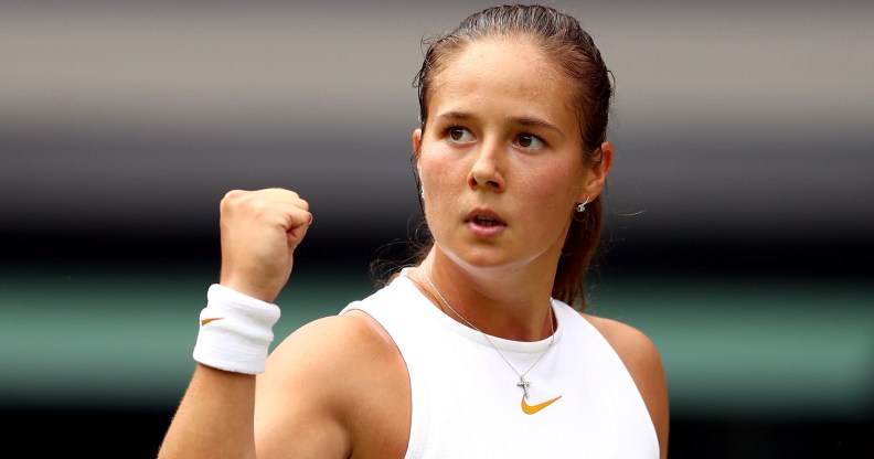 Russian tennis player Daria Kasatkina on day eight of the Wimbledon Lawn Tennis Championships at All England Lawn Tennis and Croquet Club on July 10, 2018 in London, England.