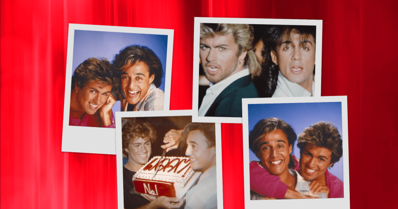 Photos of George Michael and Andrew Ridgeley from band Wham!