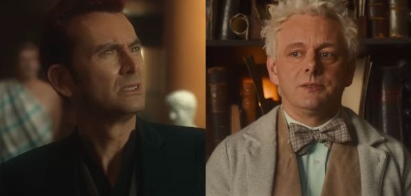 David Tennant as Crowley and Michael Sheen as Aziraphale in the season two trailer for Amazon Prime Video's Good Omens.