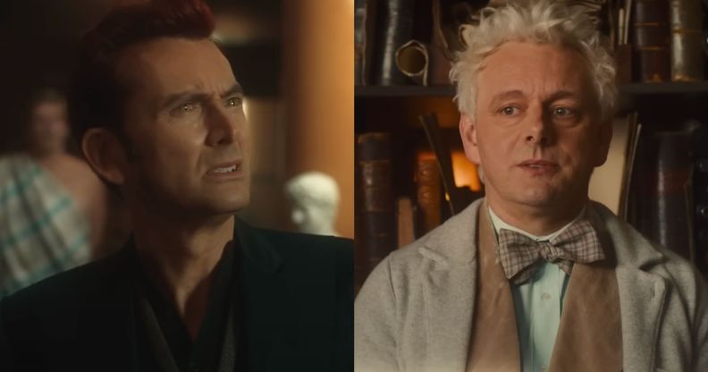 David Tennant as Crowley and Michael Sheen as Aziraphale in the season two trailer for Amazon Prime Video's Good Omens.