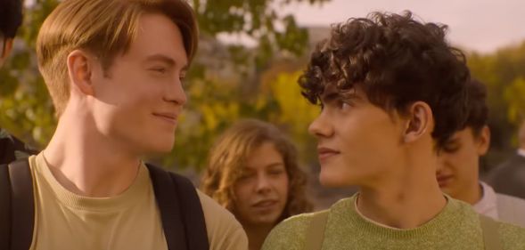 Kit Connor as Nick Nelson and Joe Locke as Charlie Spring in a still from the Heartstopper two trailer.