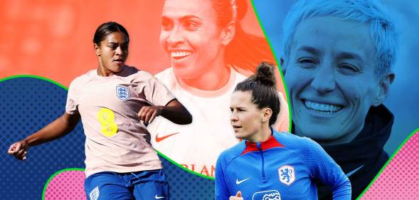 LGBTQ FIFA Women's World Cup 2023 players Megan Rapinoe, Marta Vieira da Silva, Jess Carter, Merel van Dongen