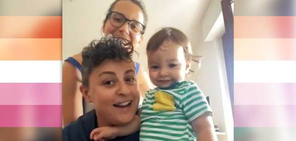 Michela and Viola with their child