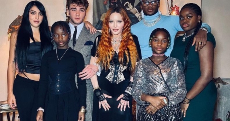 Madonna with her children.