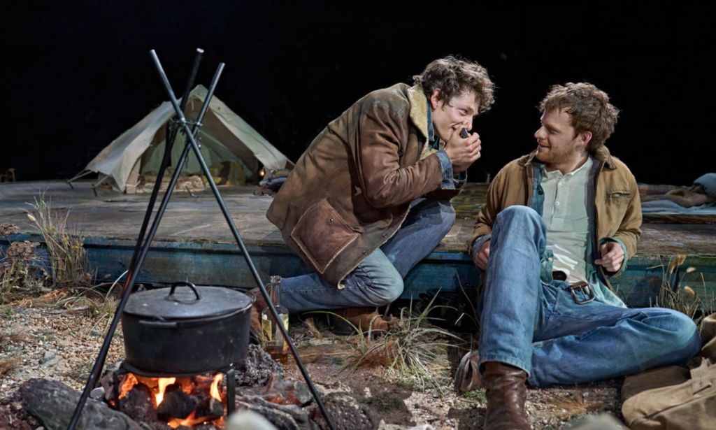 Mike Faist and Lucas Hedges on stage during Brokeback Mountain.
