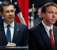 An edited image of Pete Buttigieg and Ron DeSantis next to one another.