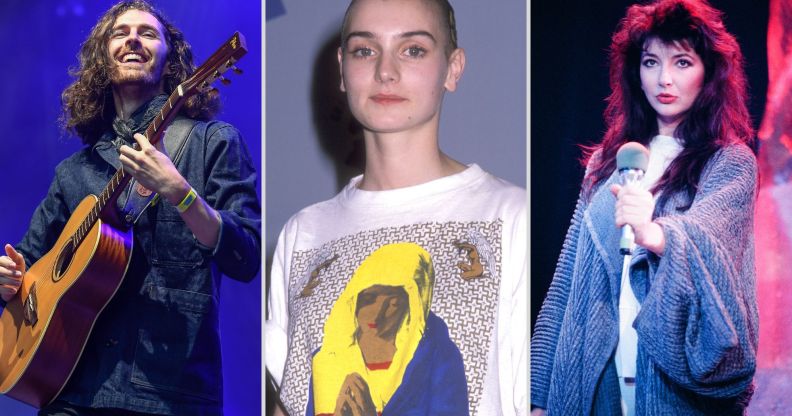 An image consisting of three photos, one of Hozier, one of Sinead O'Connor, one of Kate bush.