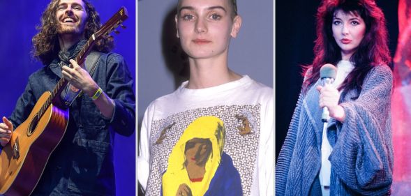 An image consisting of three photos, one of Hozier, one of Sinead O'Connor, one of Kate bush.