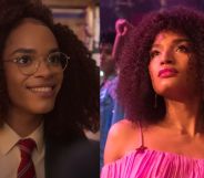 Stills from the Heartstopper season two trailer featuring Yasmin Finney. On the right, an image of indya Moore as Angel Evangelista in Pose.