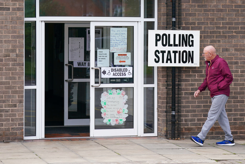 A voter goes to the polls in the Selby and Ainsty by-election on July 20, 2023 in Selby, England.