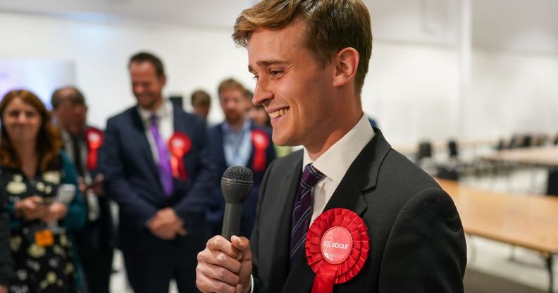 Keir Mather pictured in the count centre in his Selby constituency after he was declared winner in the by-election.