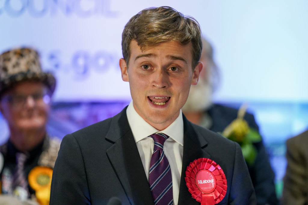 Keir Mather celebrates winning with 16,456 votes the Selby and Ainsty by-election on July 21, 2023 in Selby, England.