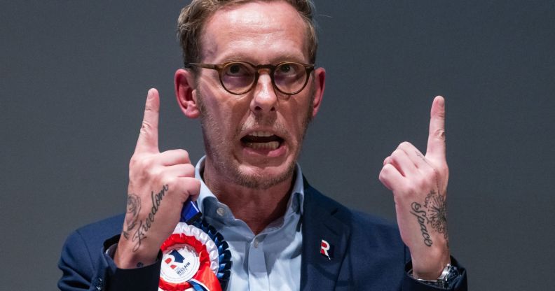 Laurence Fox pictured at a campaign event for his Uxbridge election bid.