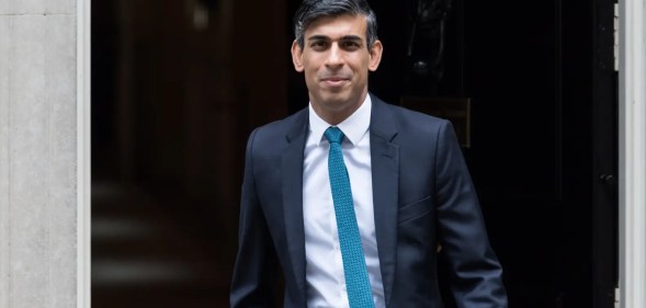 Rishi Sunak pictured leaving No 10 Downing Street.