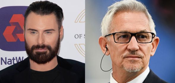 side by side images of BBC stars Rylan Clark and Gary Lineker who have denied that they are the presenter allegedly involved in a scandal involving sending money to a teen for sexual photos