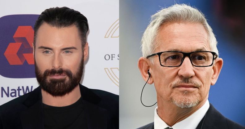 side by side images of BBC stars Rylan Clark and Gary Lineker who have denied that they are the presenter allegedly involved in a scandal involving sending money to a teen for sexual photos
