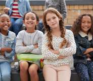 Stock photo of young girls at school