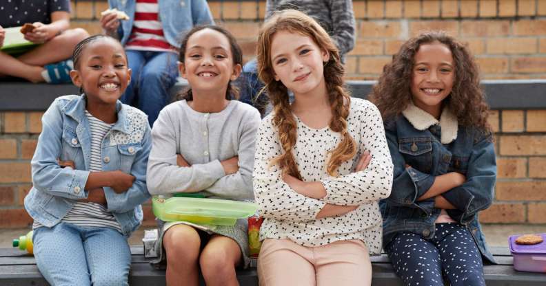 Stock photo of young girls at school
