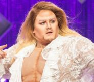 Drag performer Victoria Scone as a drag king on Canada Vs The World.