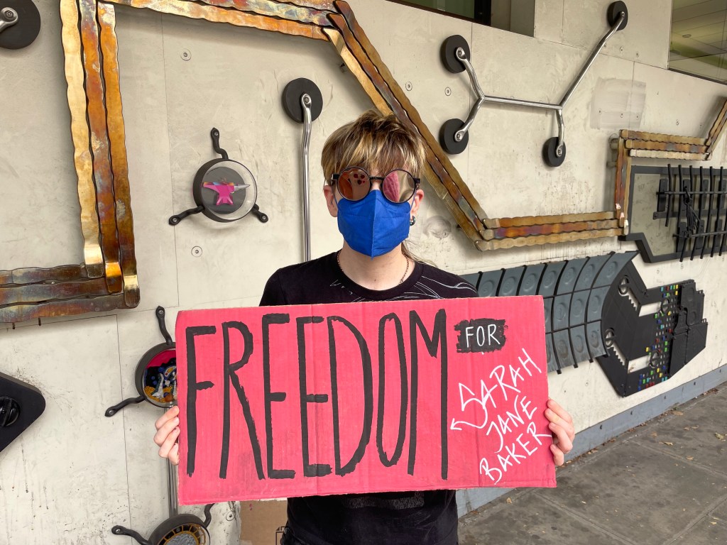 Free Sarah Jane Baker protester Ai.