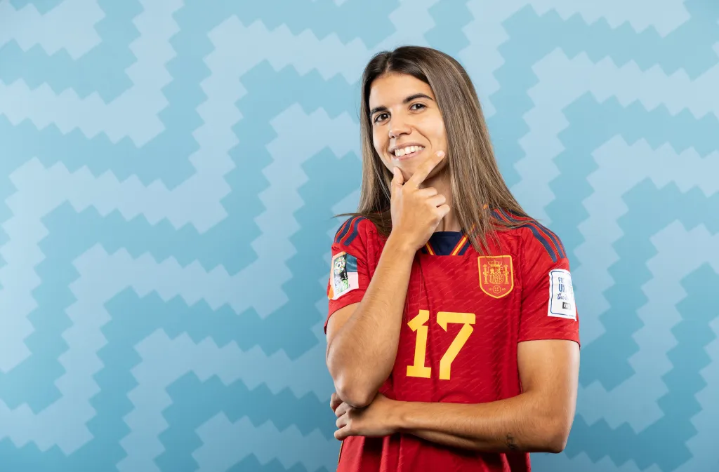 Spain LGBTQ footballer Alba Redondo poses during the official FIFA Women's World Cup Australia and New Zealand 2023 portrait session on July 17, 2023 in Palmerston North, New Zealand. (Photo by Buda Mendes - FIFA/FIFA via Getty Images)