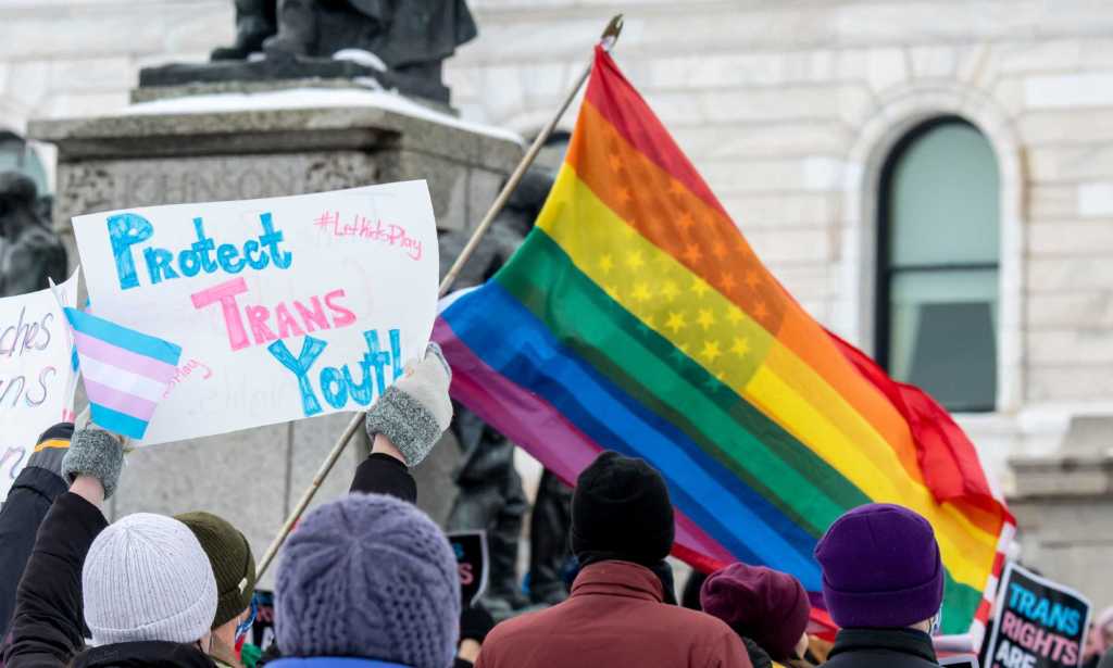 Rally in Minnesota., Texas in support of transgender youth