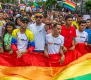 People at a Pride parade in Caracas, Venezuela 2023