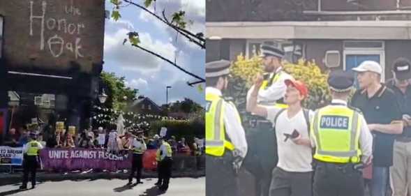 A handful of anti-drag protesters were outnumbered by LGBTQ+ and anti-fascist community counter-protesters at the Honor Oak pub.